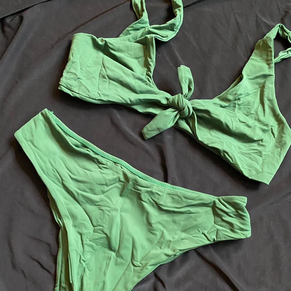 Green High-waisted Bikini Set